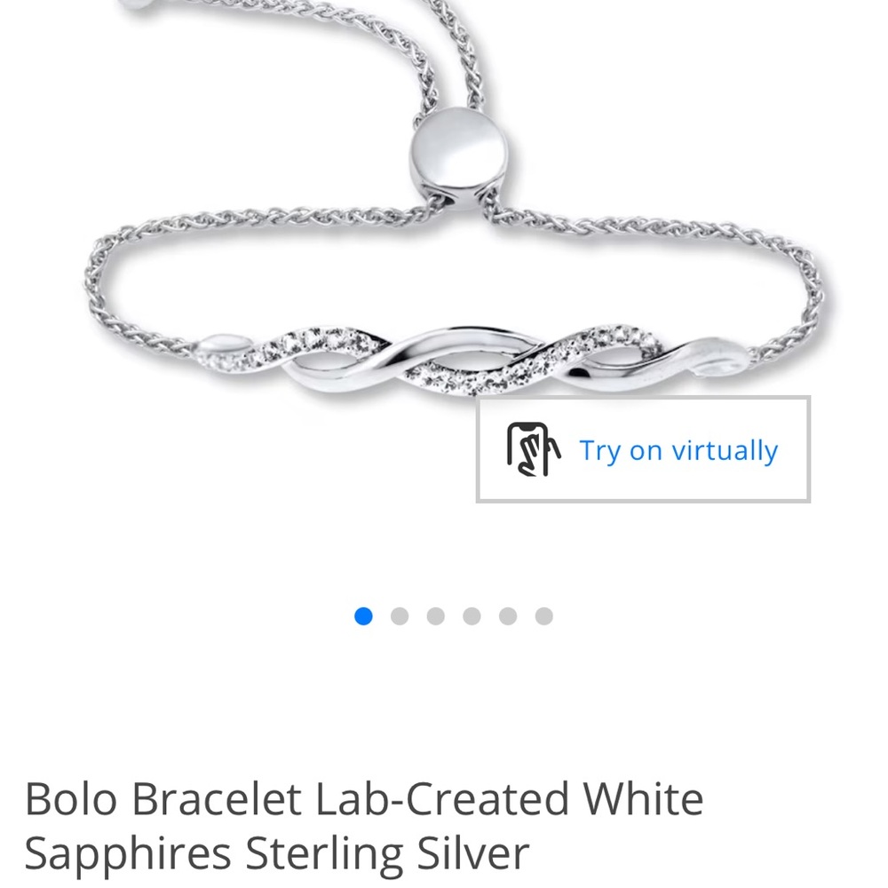 Kay Jewelers Sterling Silver Bolo Bracelet with White Sapphires